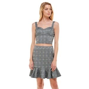 NWT Lily Rose Bra Cup Bustier Top Gray Plaid Juniors Size XS Size S